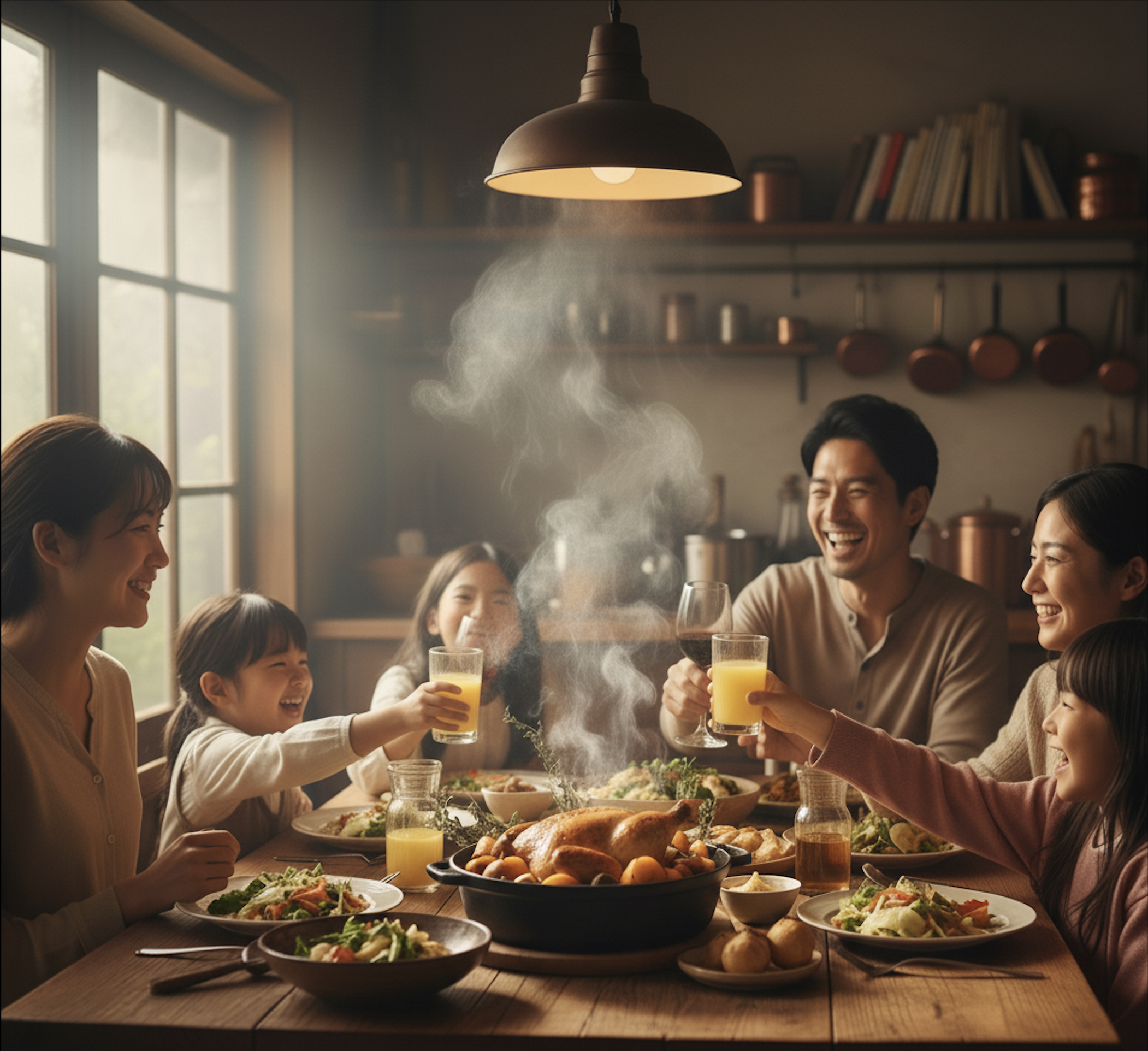 零零家宴温馨的餐桌场景