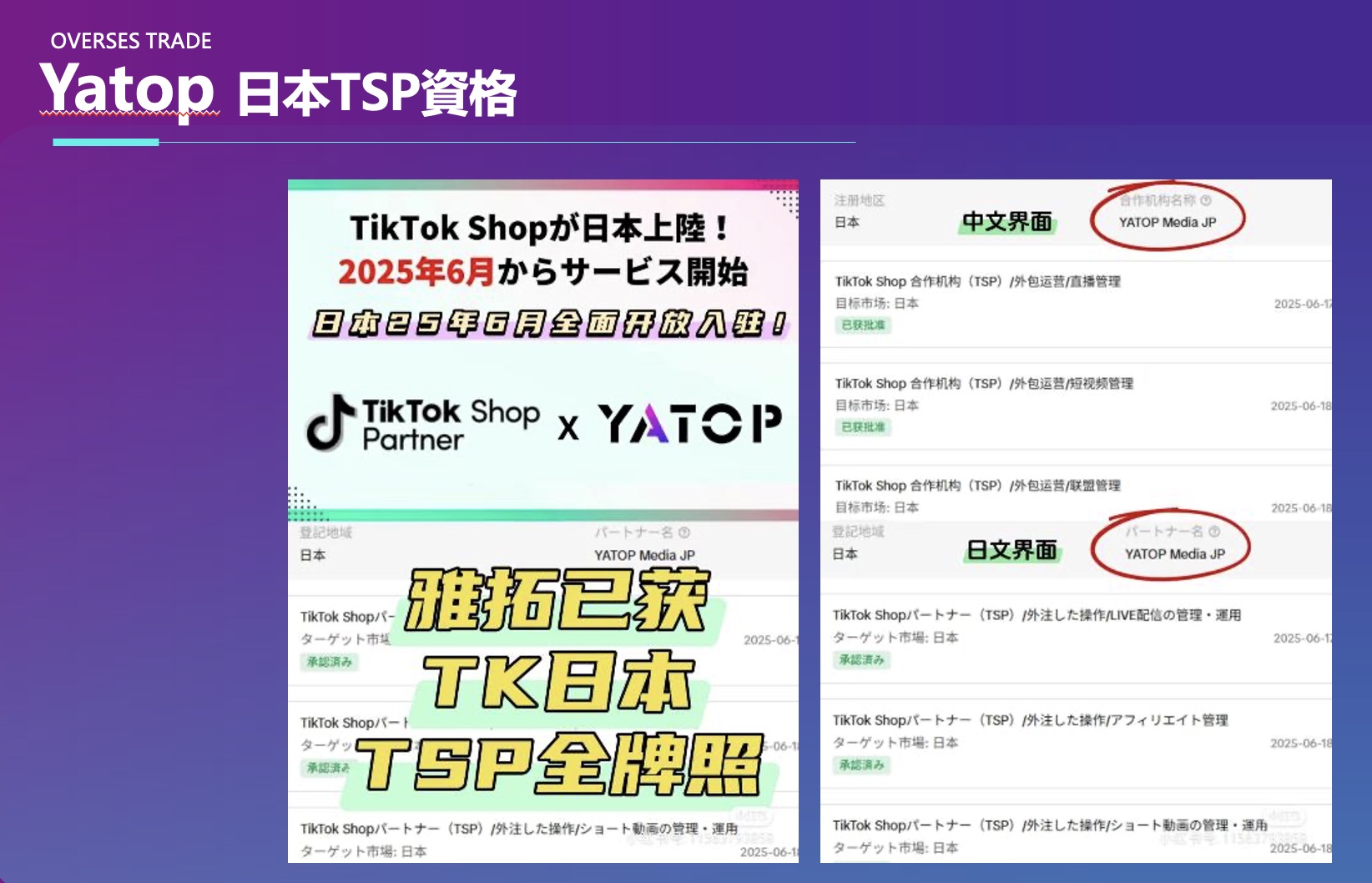 Yatop 日本TSP全牌照资格